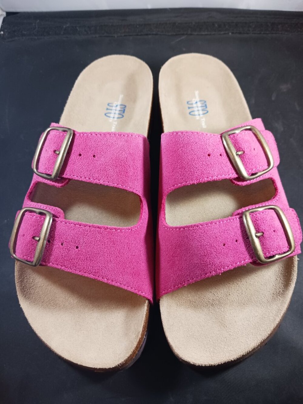 STO Granola Pink Double-Buckle Slide Women's Sandals size 9